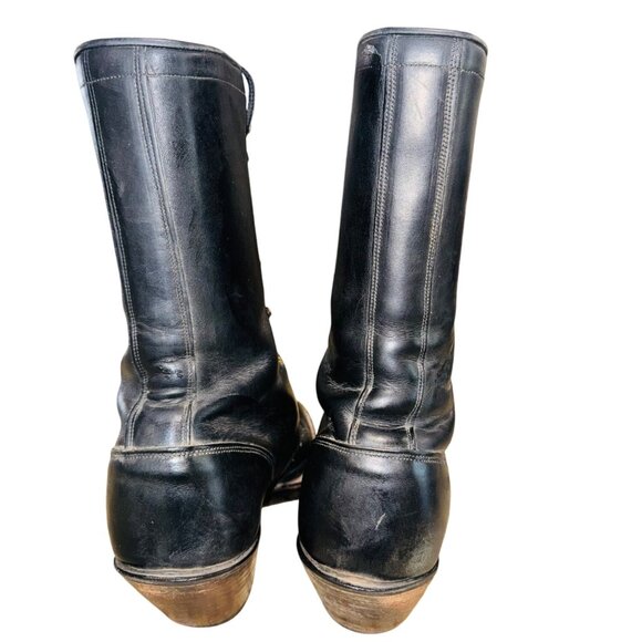 Vintage Olathe Leather 10 Black Lace Up Logger Lineman Boot Work Biker Western - Picture 9 of 11